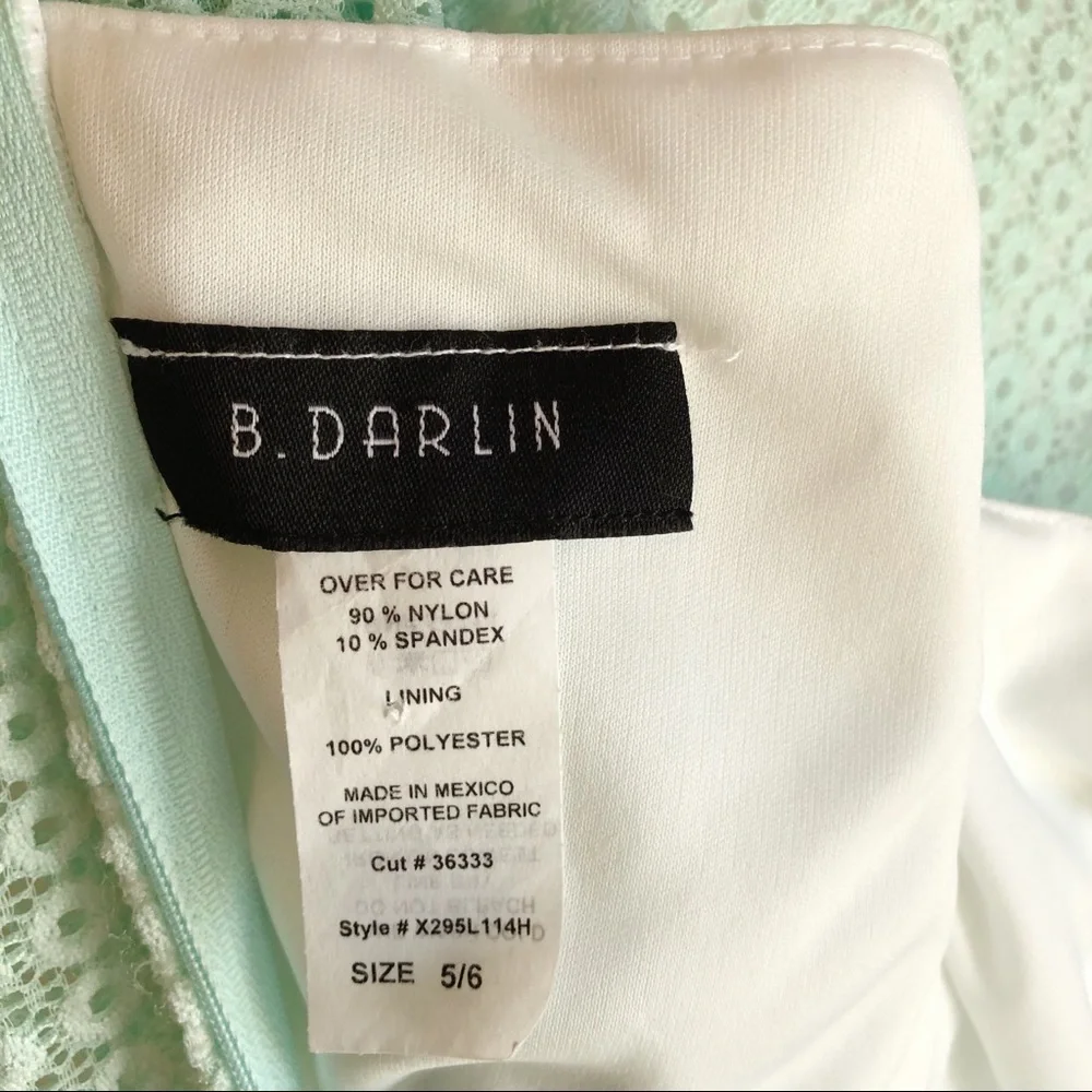 B. Darlin Juniors' Mint Green Fit & Flare Lace Dot Eyelet Dress - Picture 4 of 16